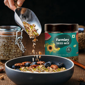 Farmley Seed Mix bowl with crunchy, nutrient-dense topping for salads and yogurt.