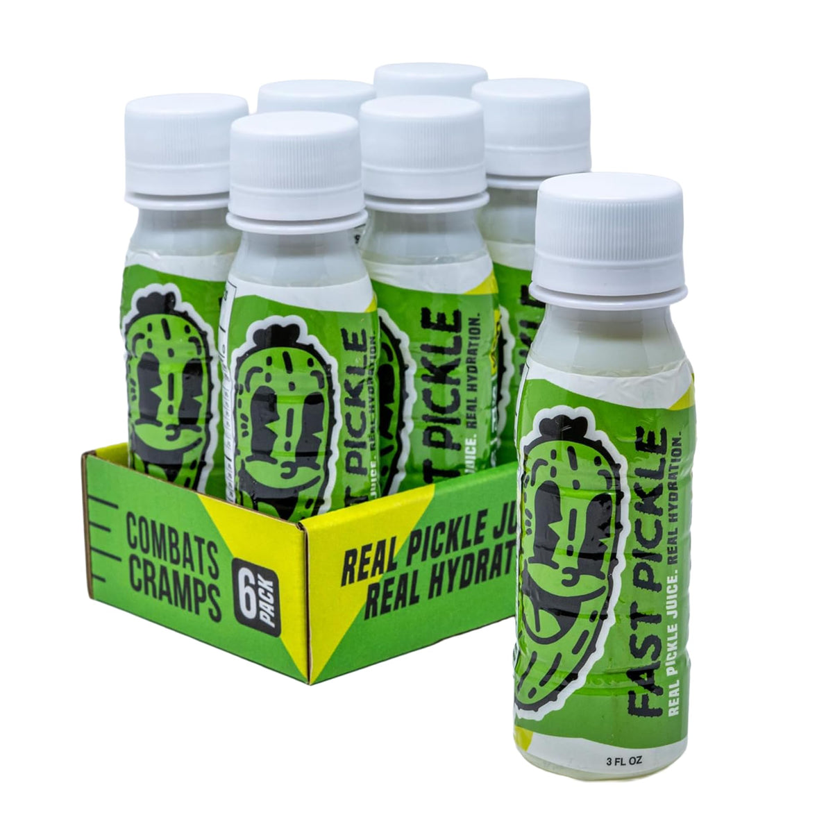 Fast Pickle juice shot bottle front for quick hydration after workouts.