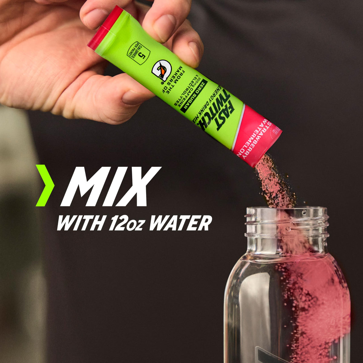 Pour into water image showing quick mix for post-run refreshment