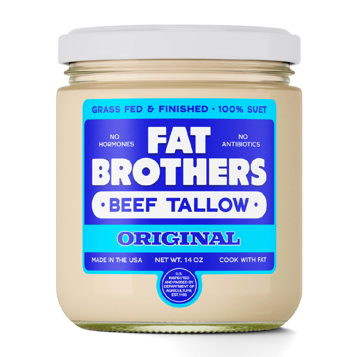 Fat Brothers tallow jar top view for premium cooking fat