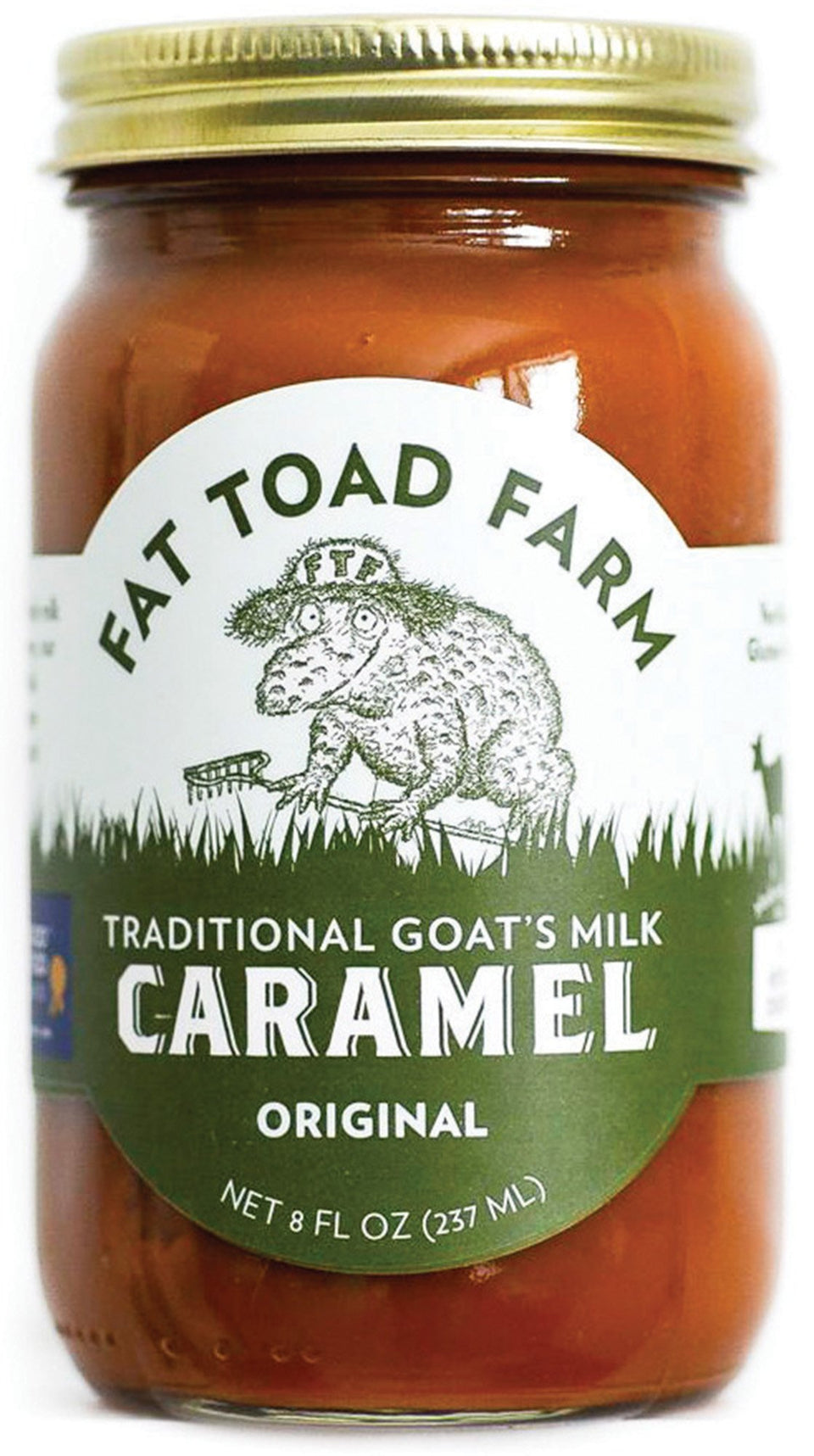 Fat Toad Farm cajeta 8oz jar ready to drizzle over ice cream.
