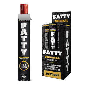 FATTY Meat Sticks original 2oz close up showing premium texture and protein packed snack option
