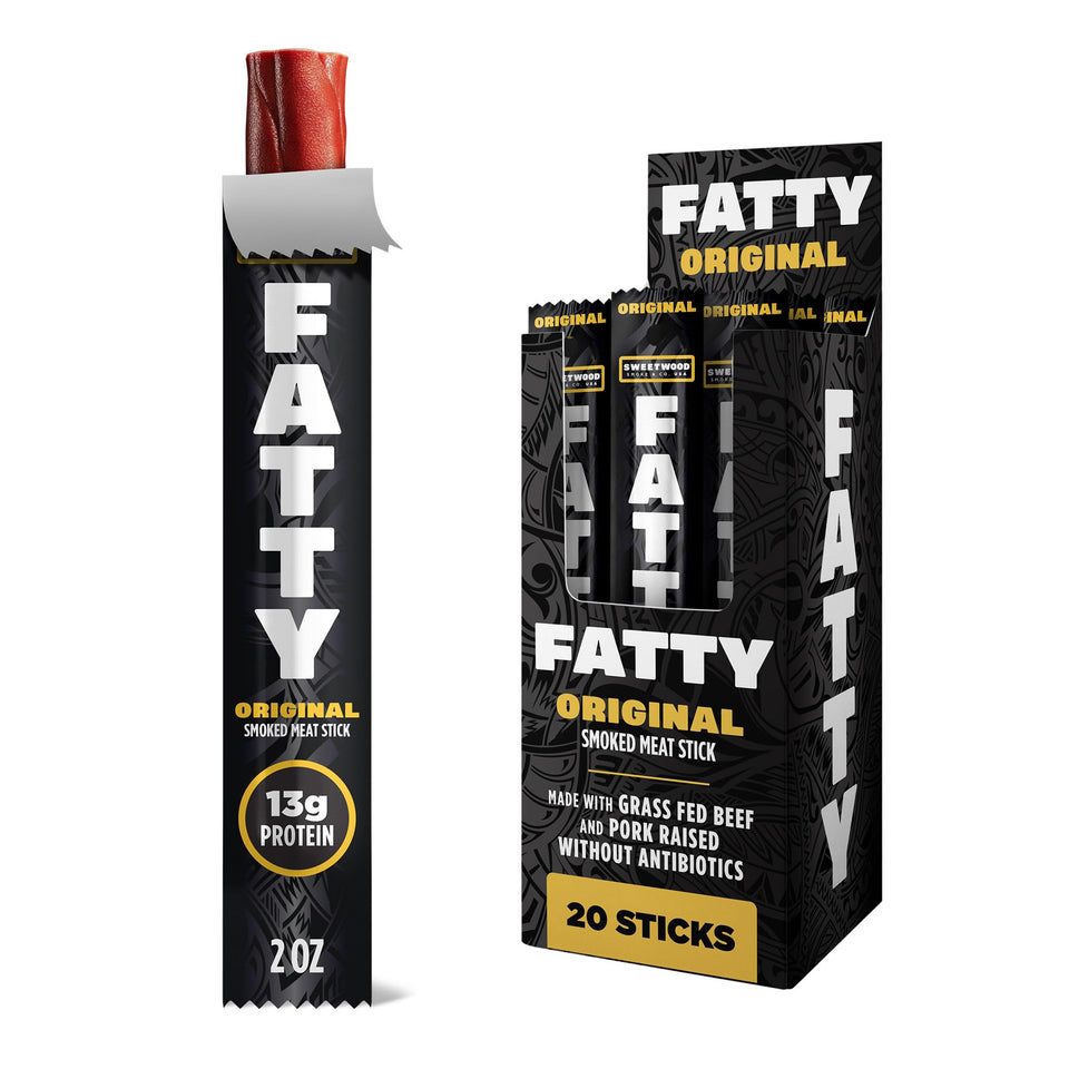 FATTY Meat Sticks original 2oz close up showing premium texture and protein packed snack option