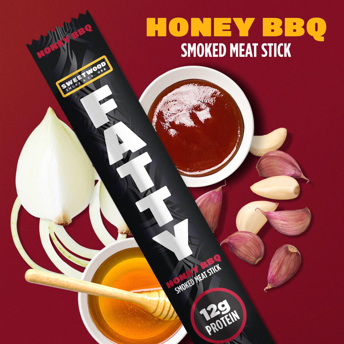 Fatty Meat Sticks Pork antibiotic-free visual highlights wholesome ingredients and responsible sourcing.