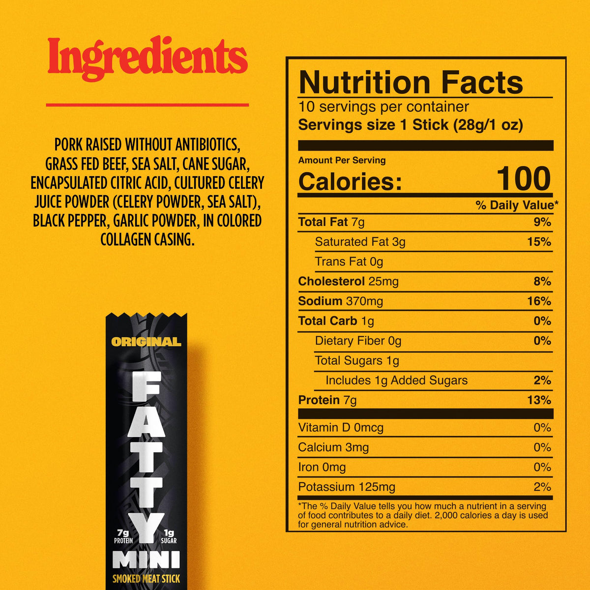 FATTY Mini Meat Sticks clean-label snack with no artificial ingredients.