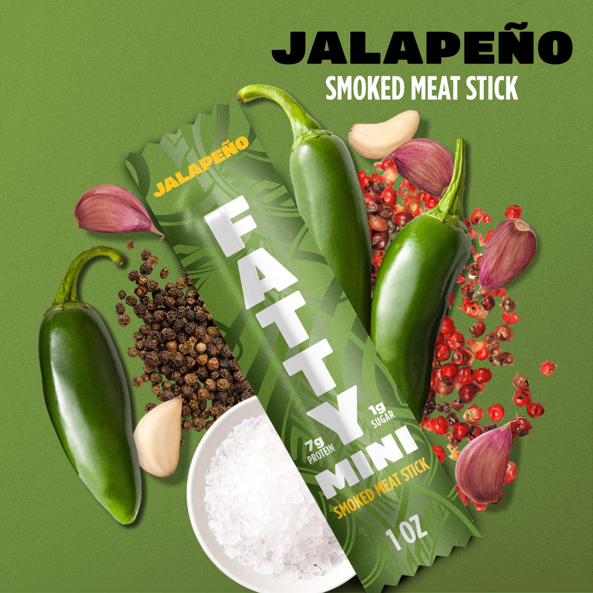Fatty Mini Meat Sticks pork antibiotics-free label close-up.