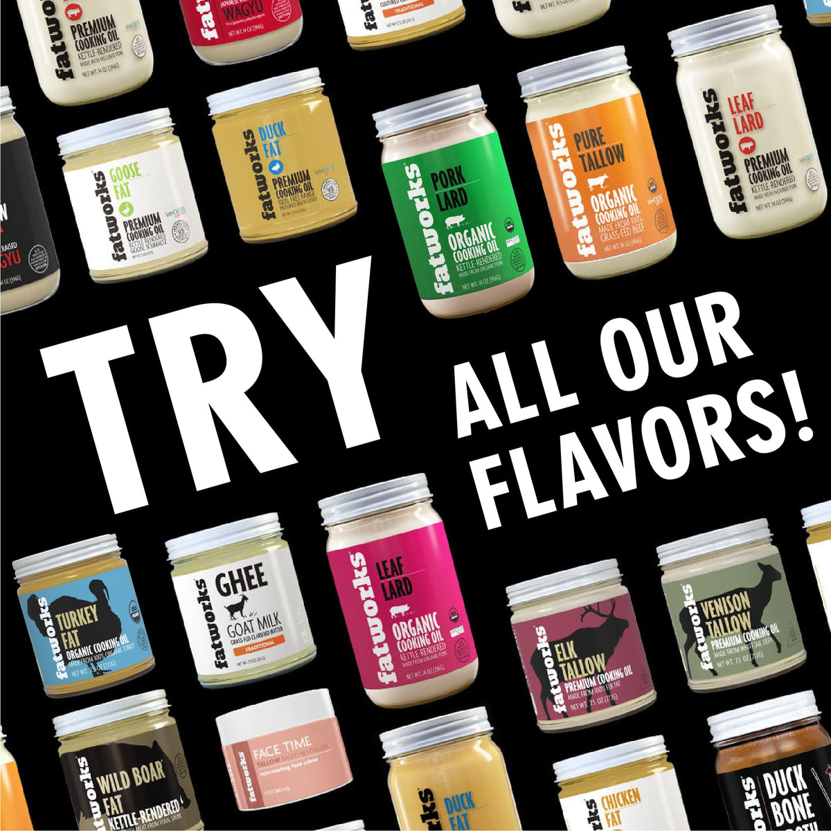 Fatworks beef tallow jar close-up, versatile cooking fat for baking and skincare prep.