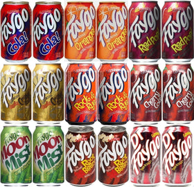 Faygo fridge display with assorted flavors for quick refreshment options