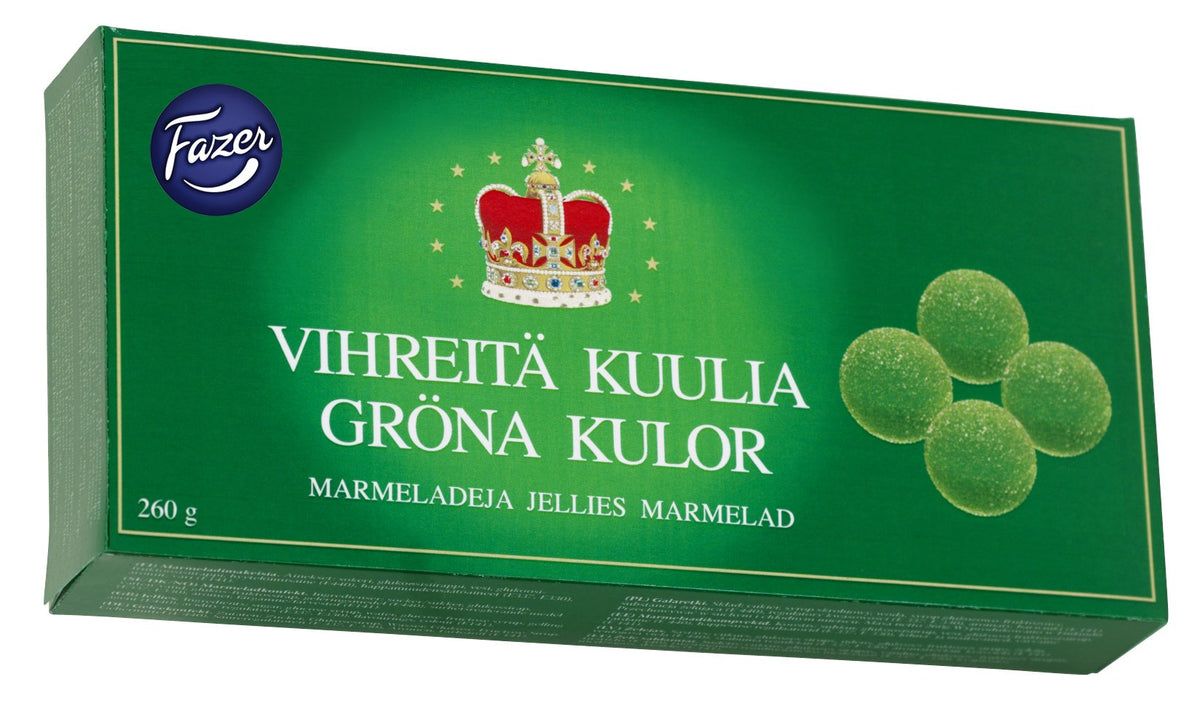 Fazer Green Jellies Pear Candy 260 g box, a delightful bite-sized treat