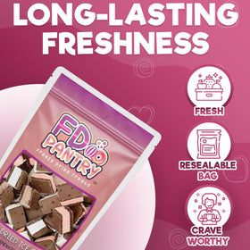 FD Pantry 2-5oz resealable bag keeps crunch fresh.