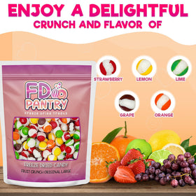 FD Pantry orange close-up reveals bright flavor and airy crunch for on-the-go snacking.