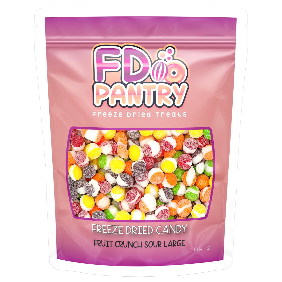 FD Pantry Fruit Crunch Sour assortment in a 16oz pouch offers versatile snacking.
