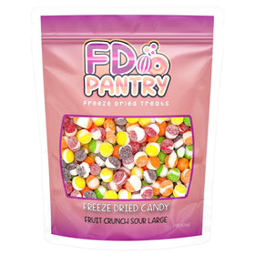 FD Pantry Fruit Crunch Sour assortment in a 16oz pouch offers versatile snacking.