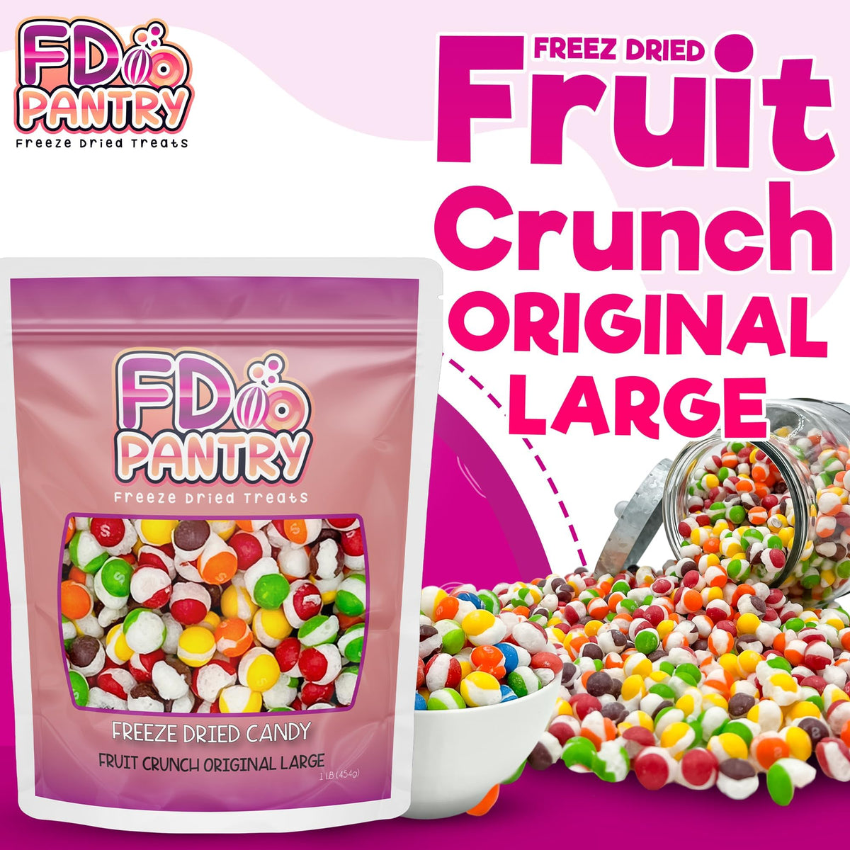 FD Pantry strawberry close-up shows vibrant, crisp candy texture for quick snacks.