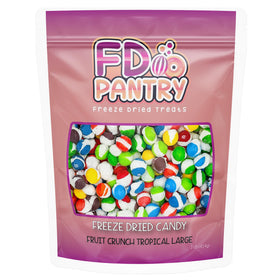 FD Pantry Fruit Crunch Tropical Freeze-Dried Candy front of 16 oz bag for on-the-go snacking.