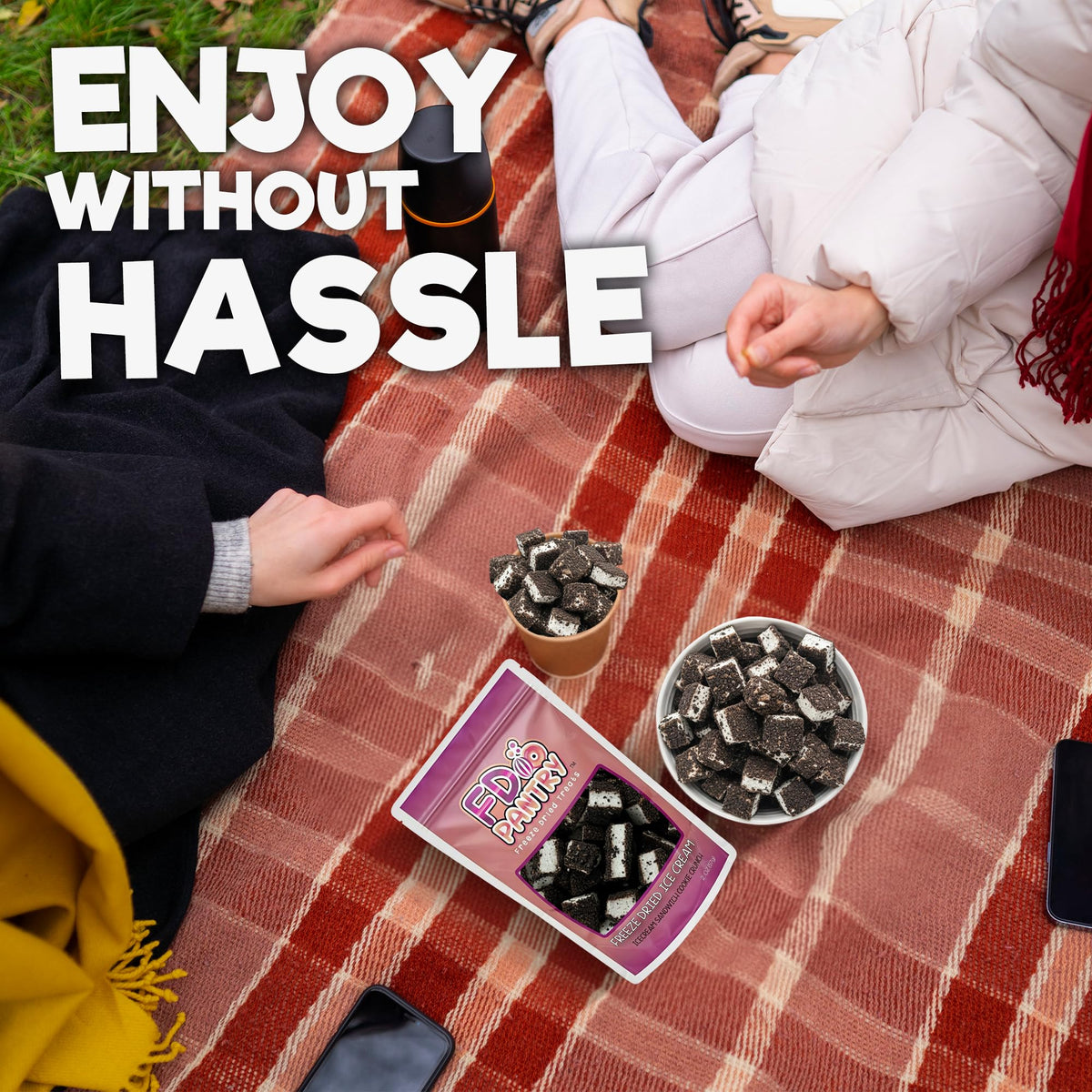 FD Pantry freeze-dried bites provide a non-sticky, mess-free snack option for gatherings.
