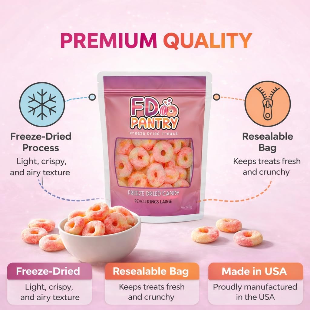 Gift-ready presentation of FD Pantry Peach Rings ideal for celebrations.