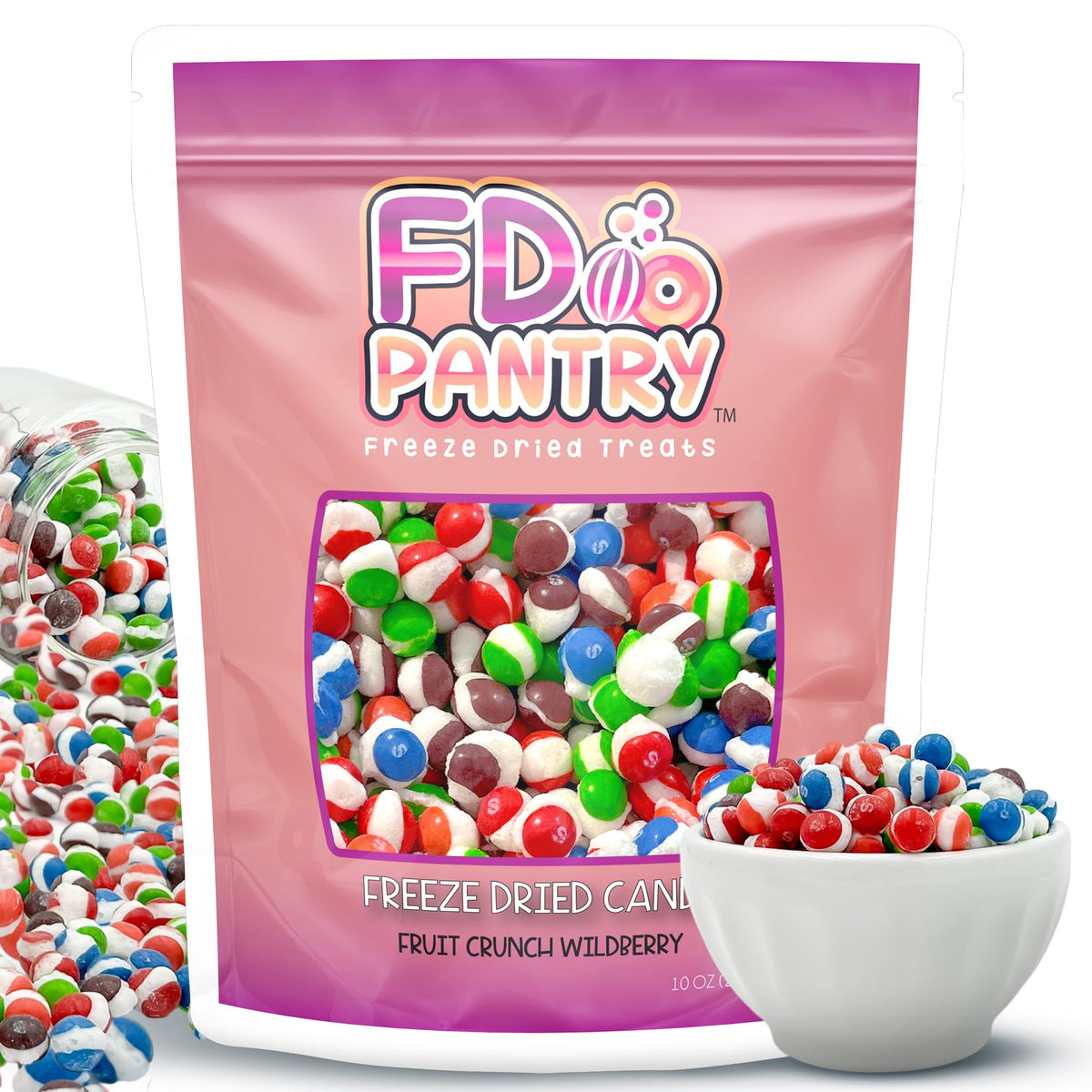 FD Pantry Wildberry flavors candy close-up highlights crisp texture and fruit sweetness