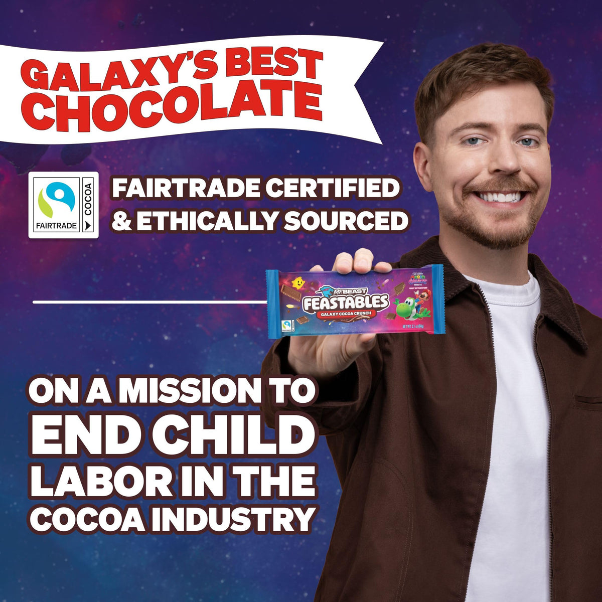 Feastables Galaxy Cocoa Crunch bar ideal for movie nights and sharing