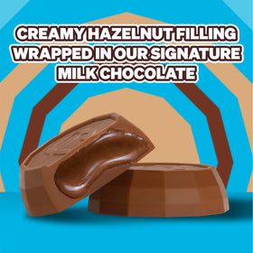 Feastables MrBeast Hazelnut Cups with roasted hazelnuts and silky milk chocolate.
