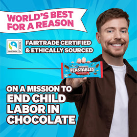 Feastables MrBeast bar in lunchbox featuring creamy crunch snack