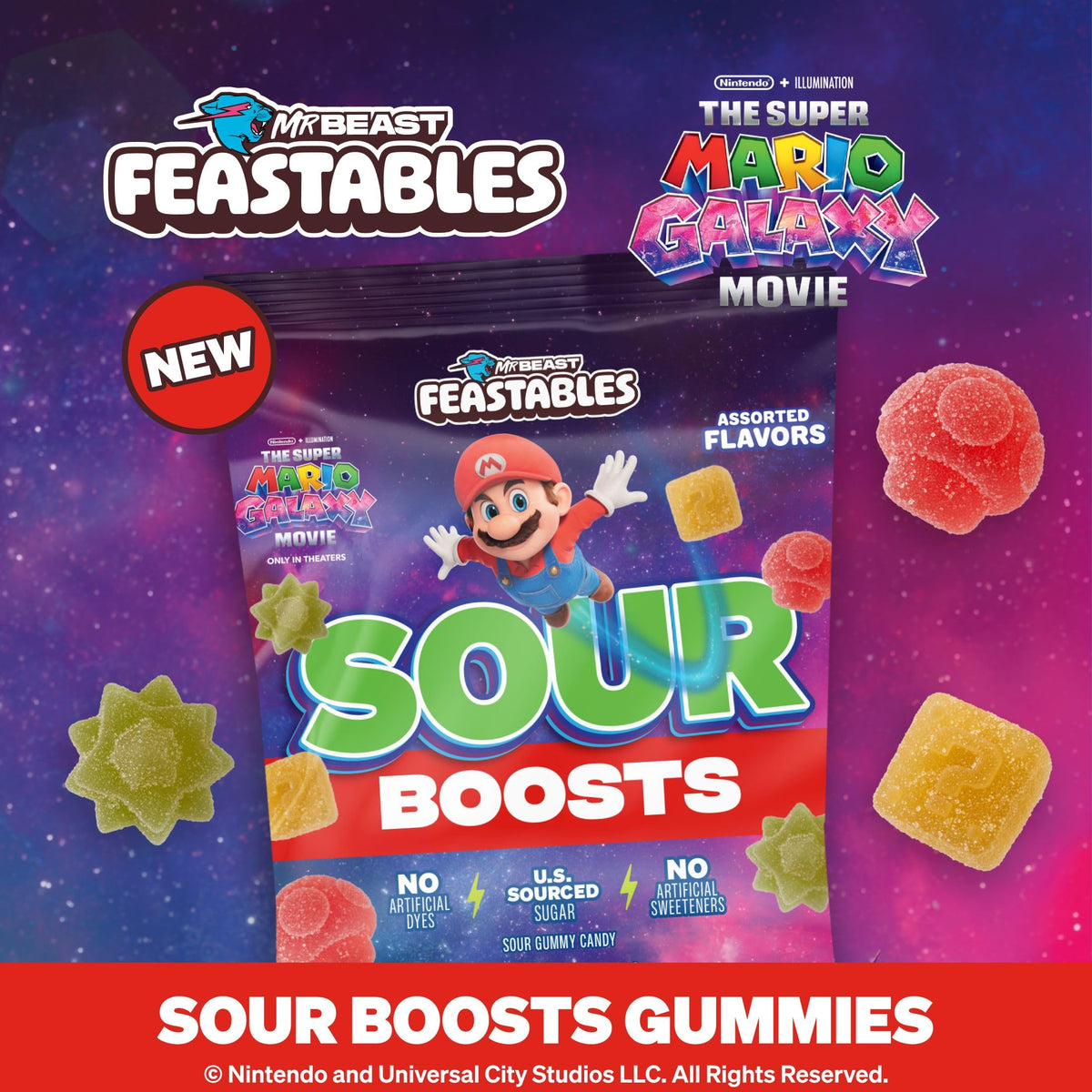 Feastables Sour Boosts Strawberry Super Mushrooms offer fruity zest for sharing.