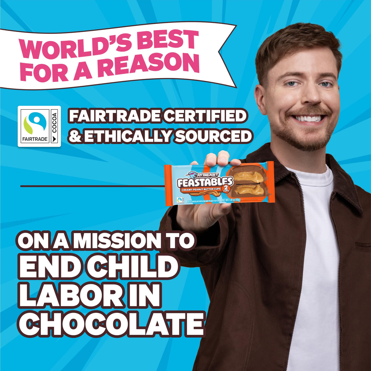 Feastables two-pack peanut butter cups for convenient portion control.
