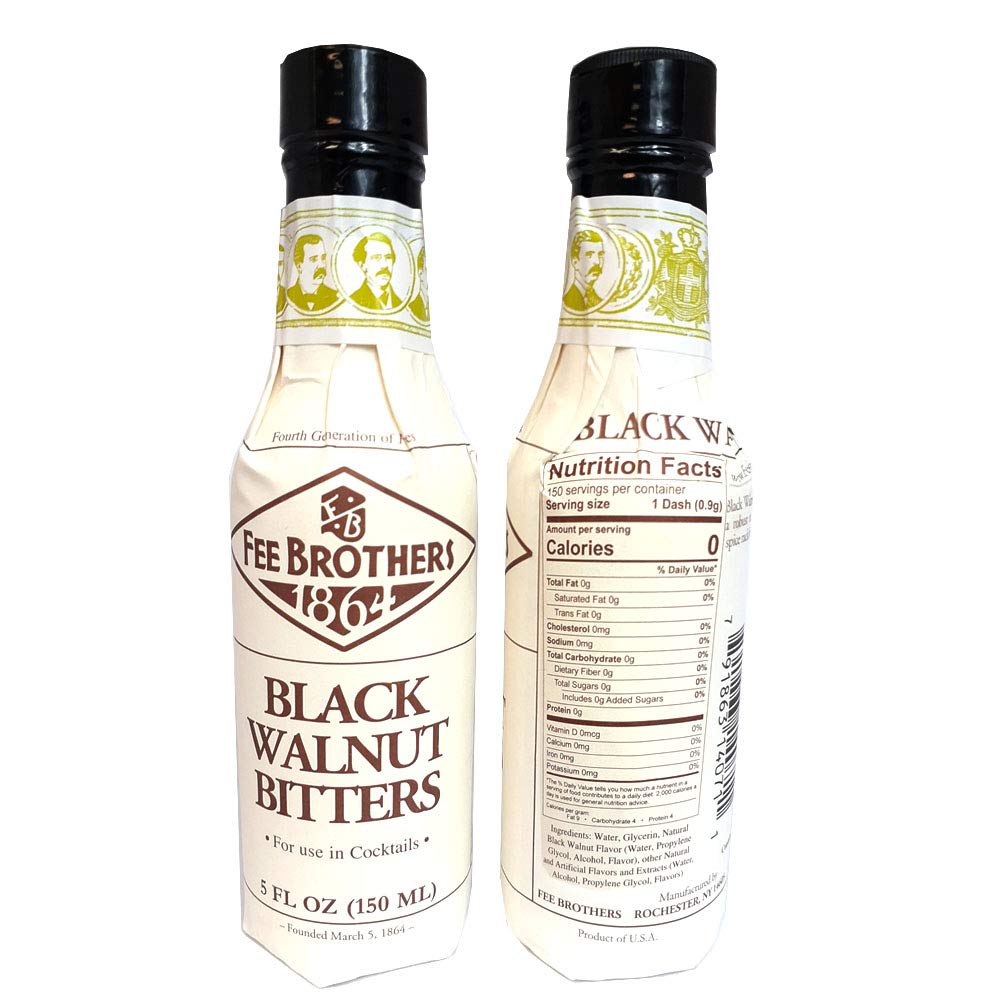 Fee Brothers Black Walnut Bitters pack of 2 bottles for cocktails and savory dishes
