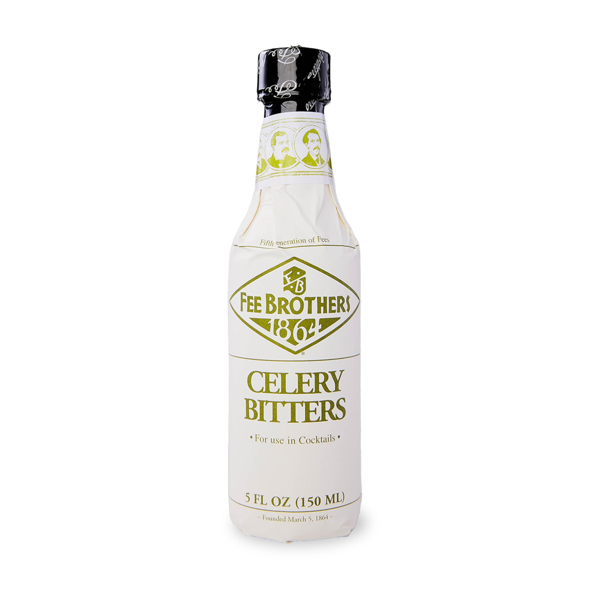 Fee Brothers Celery Bitters bottle on a bar counter for savory cocktails