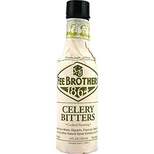 Close-up of Fee Brothers Celery Bitters label for premium flavor customization.