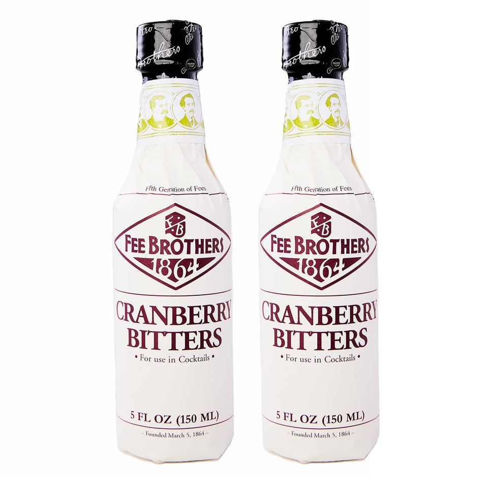 Fee Brothers Cranberry Bitters bottle front view for aromatic cocktail flavoring