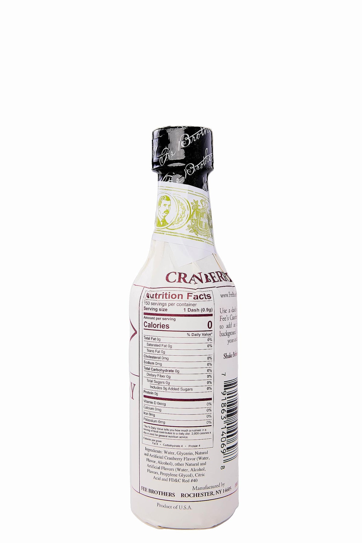 Fee Brothers Cranberry Bitters bottle pouring for versatile festive drinks