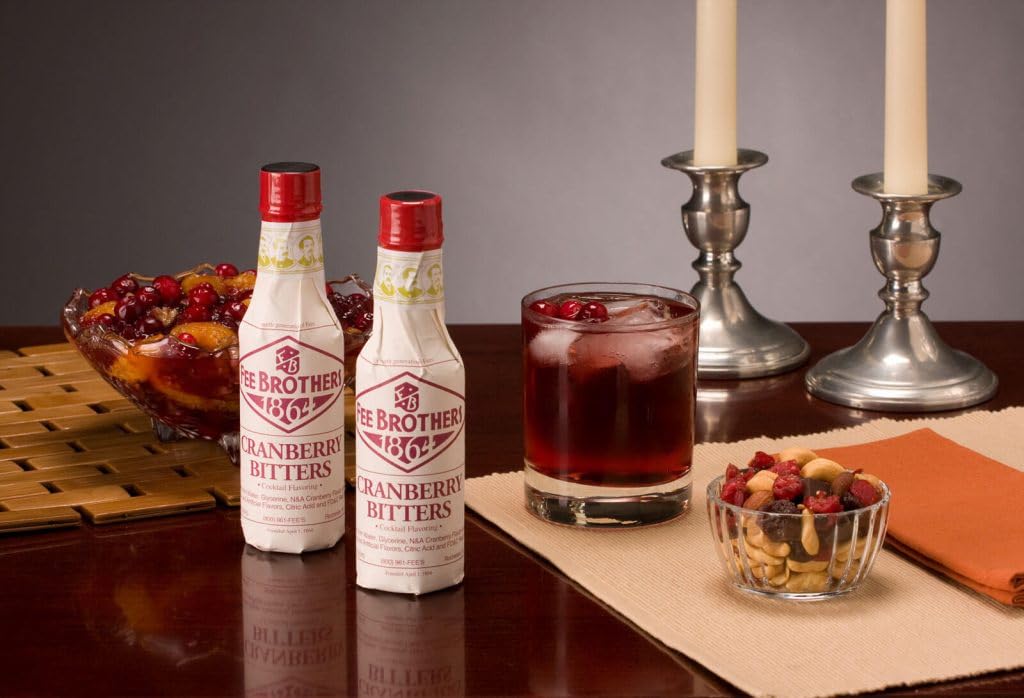 Fee Brothers Cranberry Bitters packaging closeup highlighting hand-wrapped design