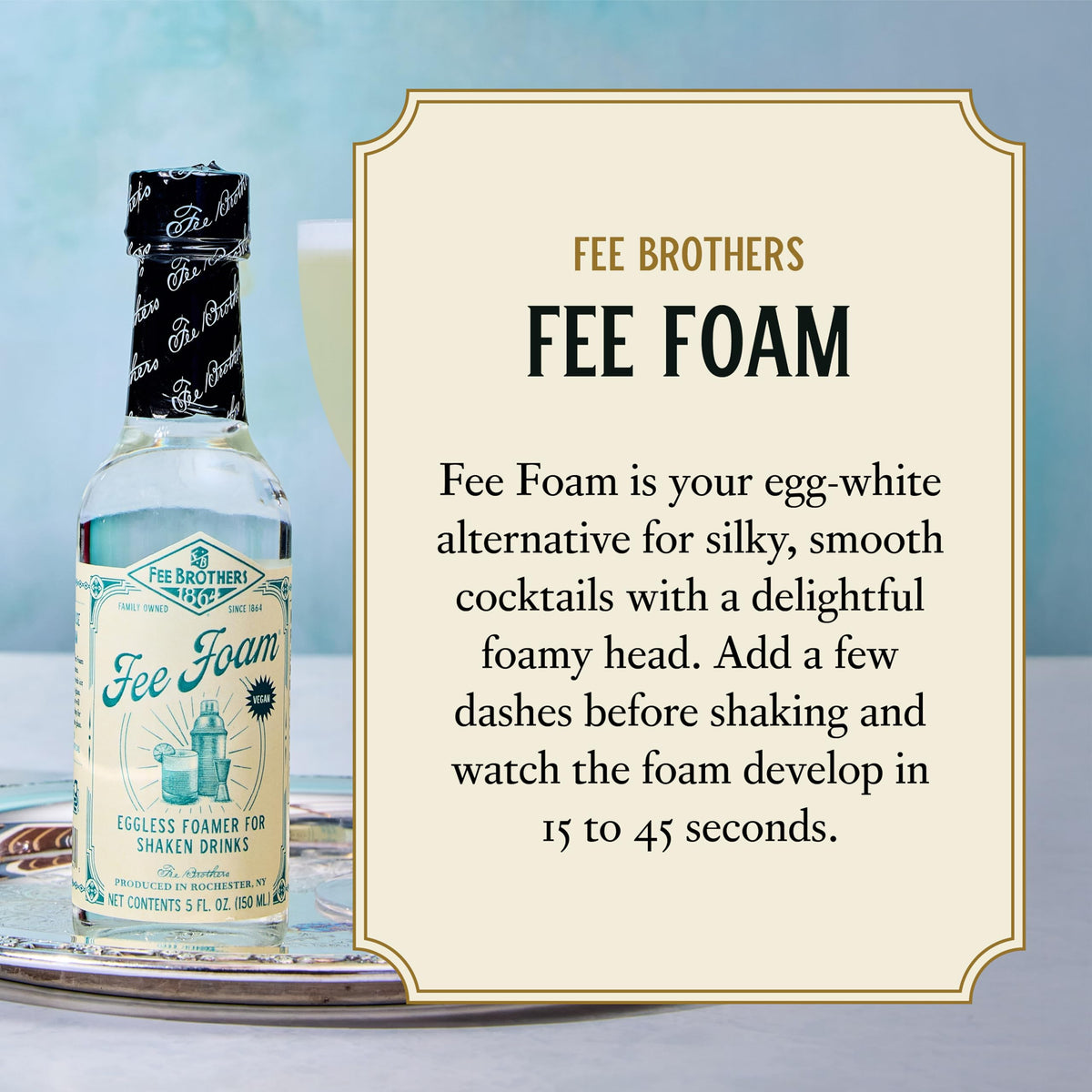 The 5 fl oz bottle fits neatly into home bar setups.