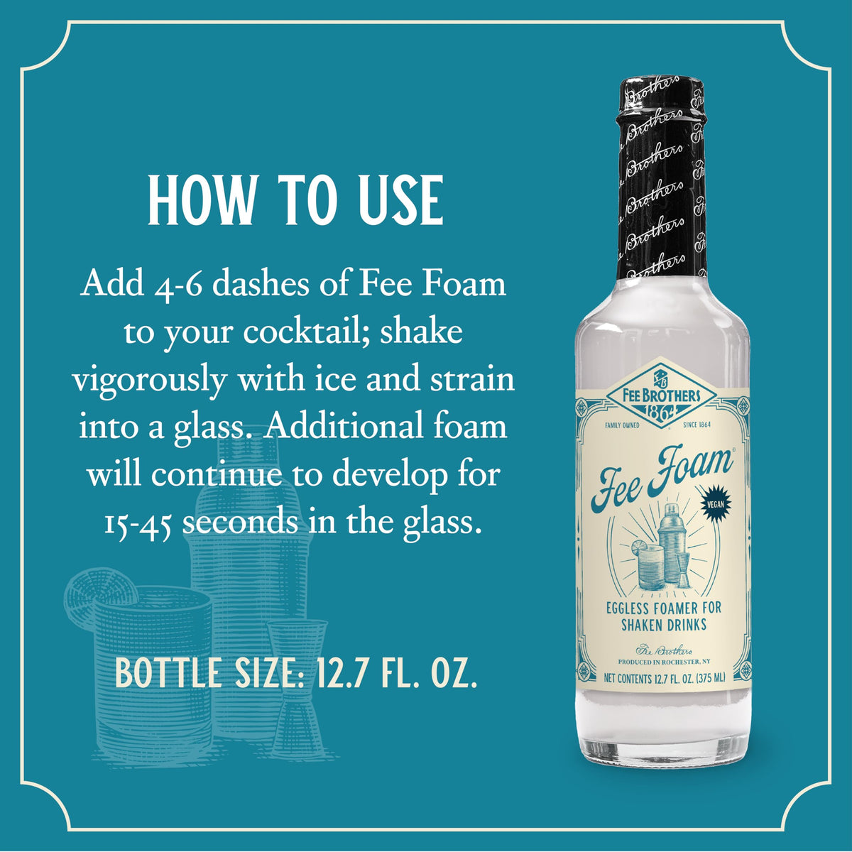 Fee Brothers Fee Foam creates a visually stunning foam on cocktails without eggs.