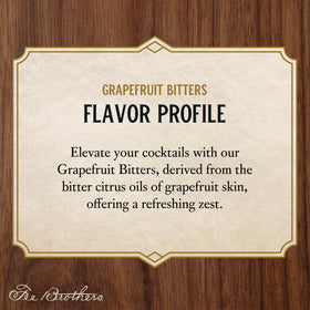 Close-up of Fee Brothers Grapefruit Bitters label showing vegan-friendly, gluten-free credentials.