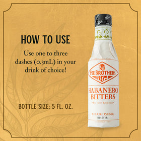 Fee Brothers Habanero Bitters in a glass with a finished cocktail