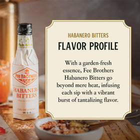 Label detail of Fee Brothers Habanero Bitters highlights vegan-friendly and gluten-free