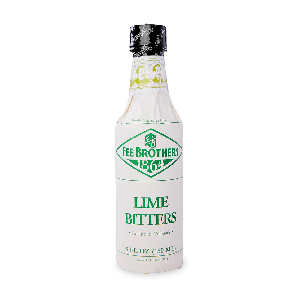 Fee Brothers Lime Bitters bottle pour adds bright citrus aroma to cocktails.