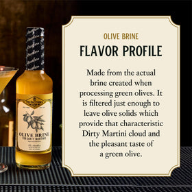 Side view of Fee Brothers Olive Brine bottle highlighting pour