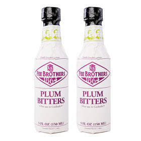 Fee Brothers Plum Cocktail Bitters 2-pack bottle front view for rich cocktail flavor.