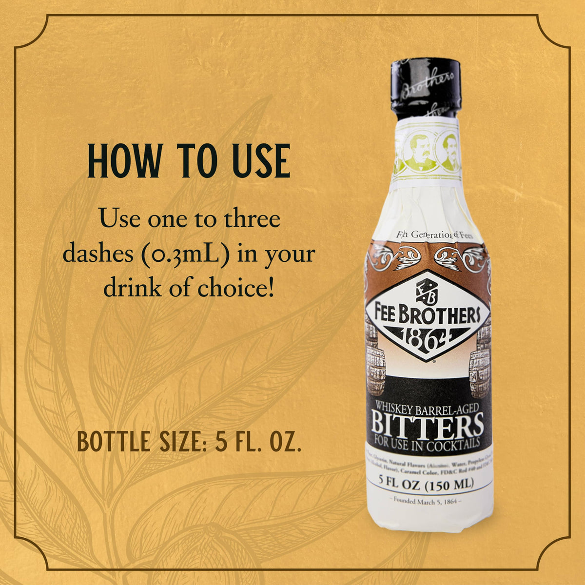 Fee Brothers 5 oz glass bottle; convenient size for home bar experiments.