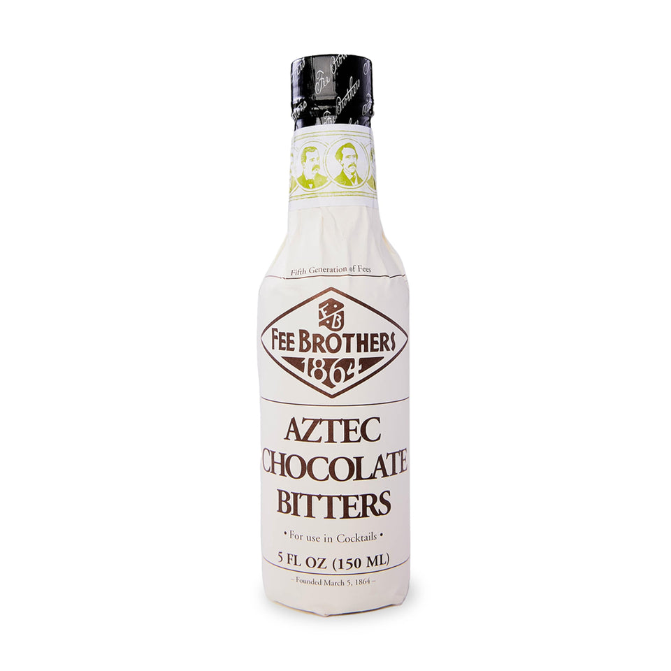 Fee Brothers Aztec Chocolate Bitters bottle showcases rich cacao spice for upgraded cocktails.