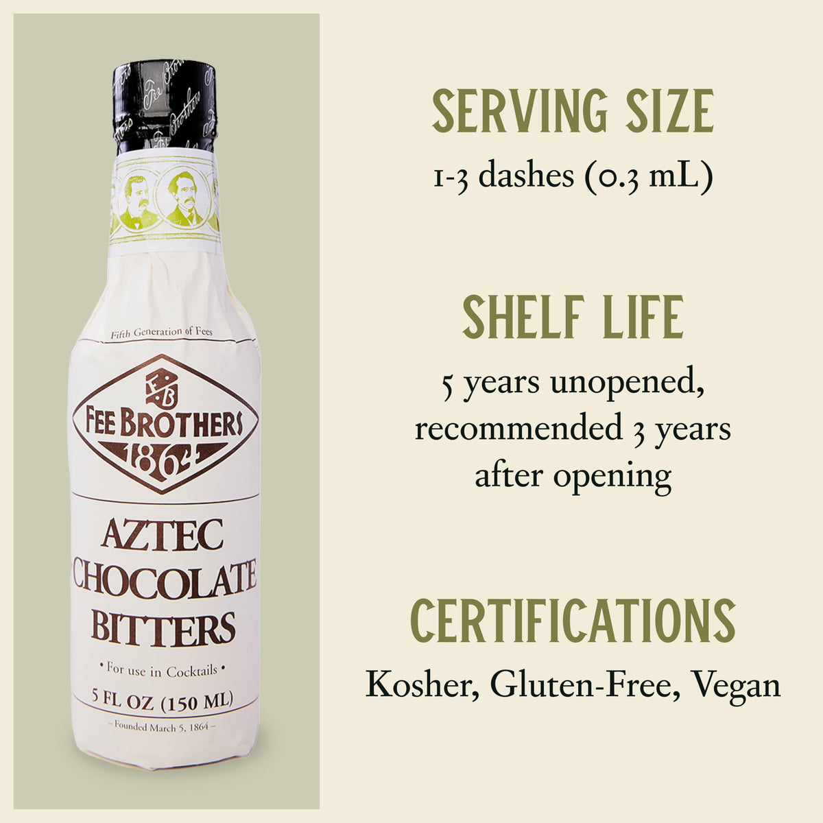 Fee Brothers Aztec Chocolate Bitters ingredients closeup shows cacao peppers and spices.