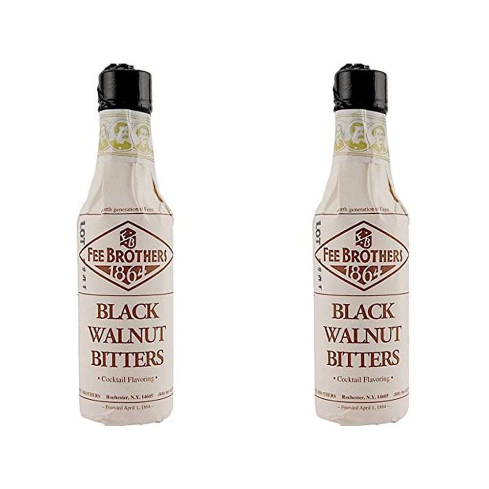 Fee Brothers Black Walnut Cocktail Bitters bottle adds nutty warmth and complexity to cocktails.