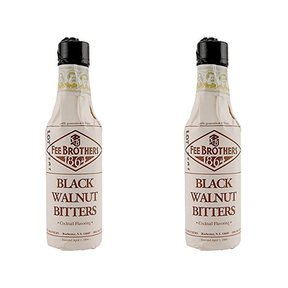 Fee Brothers Black Walnut Cocktail Bitters bottle adds nutty warmth and complexity to cocktails.