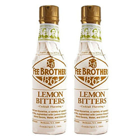 Fee Brothers Lemon Cocktail Bitters bottle pouring for balanced citrus notes in mixed drinks.