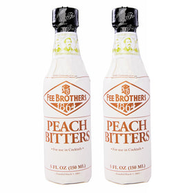 Fee Brothers Peach Cocktail Bitters bottles in a two-pack, perfect for crafting peach-forward cocktails.