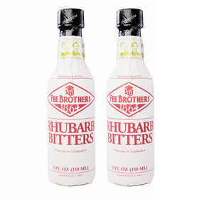 Fee Brothers Rhubarb Cocktail Bitters bottle front view for versatile flavoring