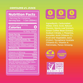 FEEL sparkling energy cans closeup emphasizes plant-based caffeine and clean formula for focused moments.